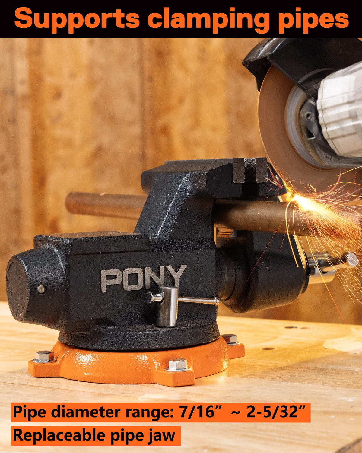 Built-in anvil surface supports hammering and shaping right on the vise