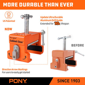 PONY 8510 cabinet claw jaws open for easy positioning and clamping.