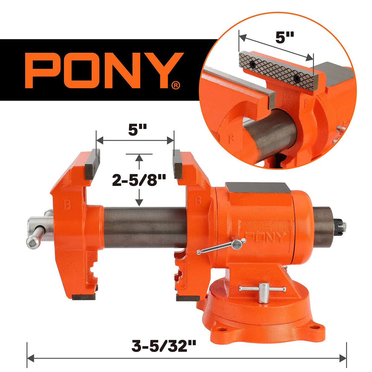 PONY bench vise with anvil surface for shaping and forming tasks