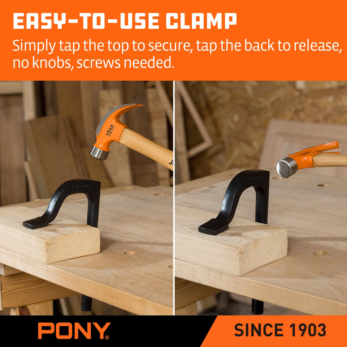 PONY black baked-enamel finish resists rust during long sessions on the workbench