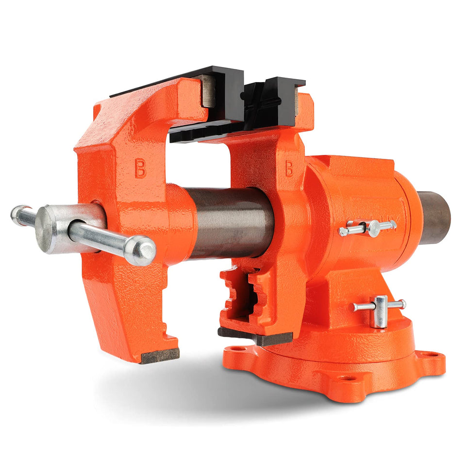 PONY heavy-duty bench vise with 5-inch jaw for secure woodworking clamping