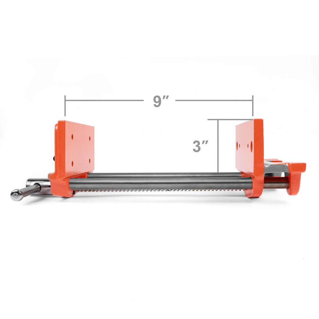 Acme screw and twin guide bars ensure smooth operation