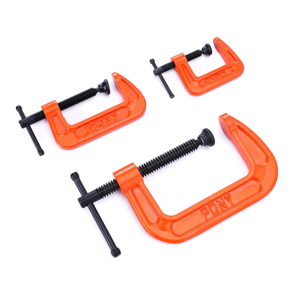 PONY C clamp 1 inch jaw opening for precise holding during light tasks.