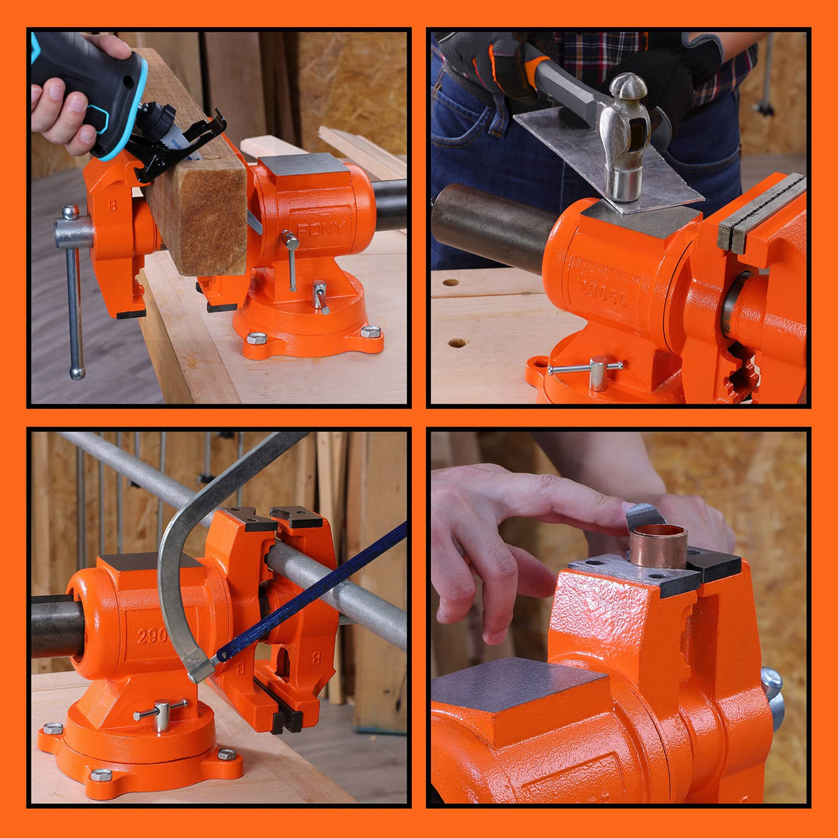 PONY multipurpose bench vise suitable for woodworking and metalwork
