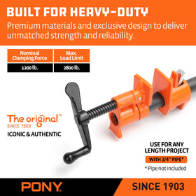 PONY Original clamps mounted on 3/4 inch black pipe setup