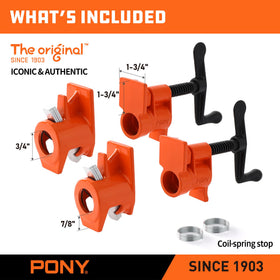 PONY Original clamps stacked for storage and portability