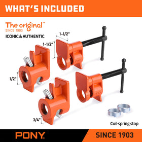 PONY Original clamp used with half-inch pipe for versatile setup.
