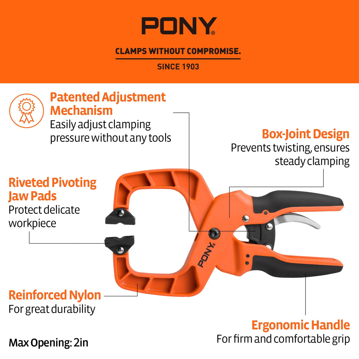 PONY quick-release 2-inch clamp demonstrating reliable action