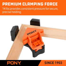 PONY spring-loaded clamp delivers sturdy hold during screws or glue.