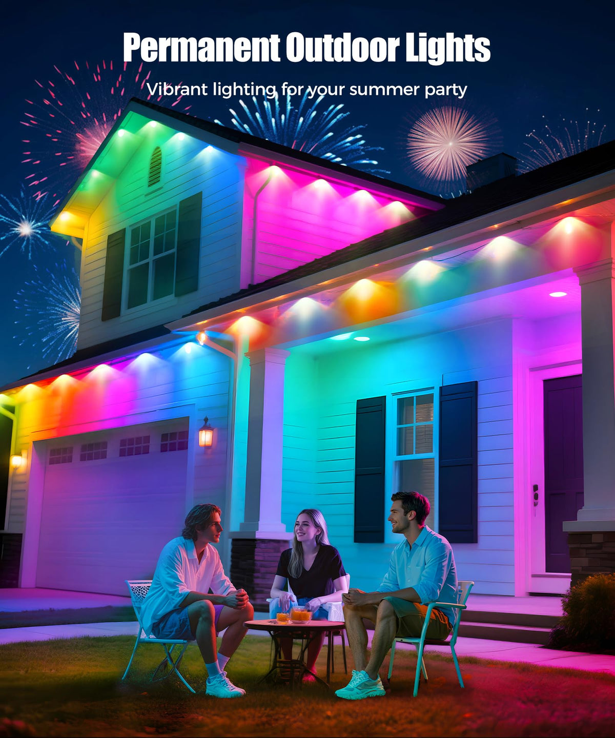 POOFZY 200ft easy-install LED strands for fast outdoor setup.