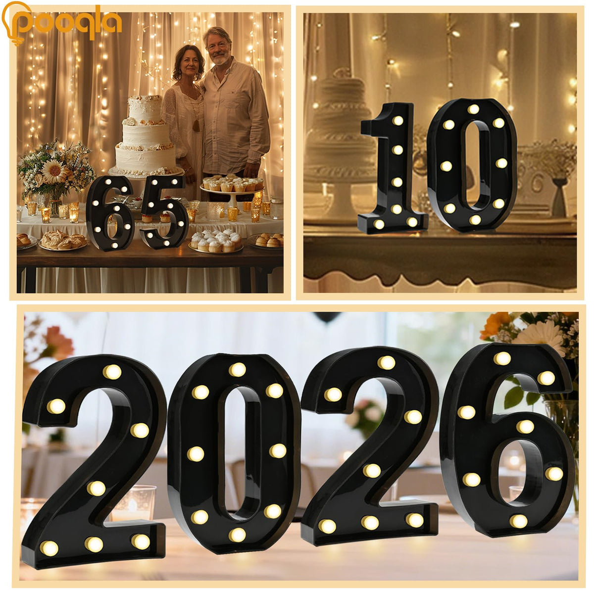 Pooqla 16th birthday wedding decor LED numbers create memorable accents