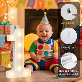 Pooqla AA-powered lighted number is portable for any scene