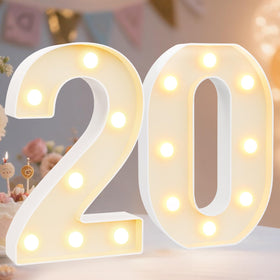Pooqla light up 20 table sign enhances birthday centerpiece with warm ambient illumination.