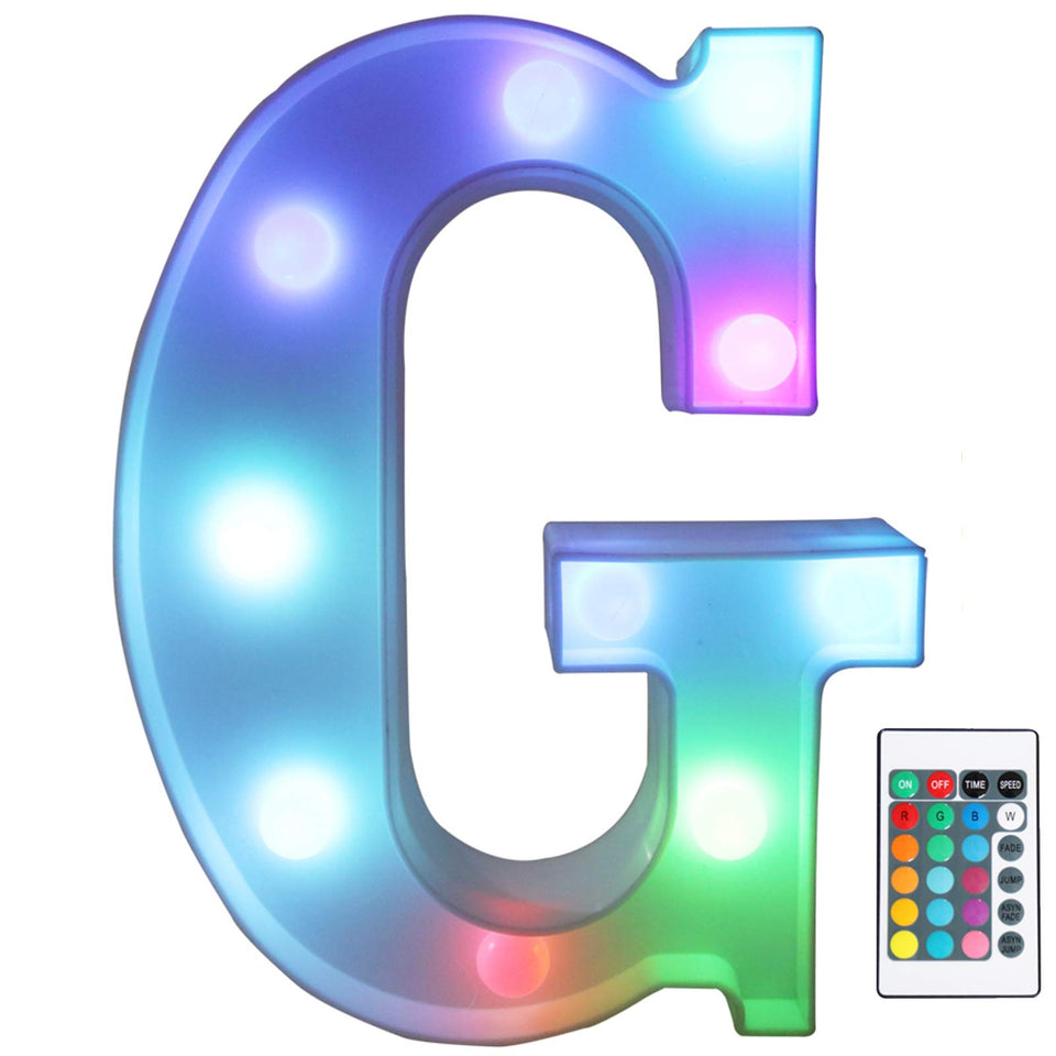 Pooqla colorful LED marquee letter light with remote adds vibrant room ambience