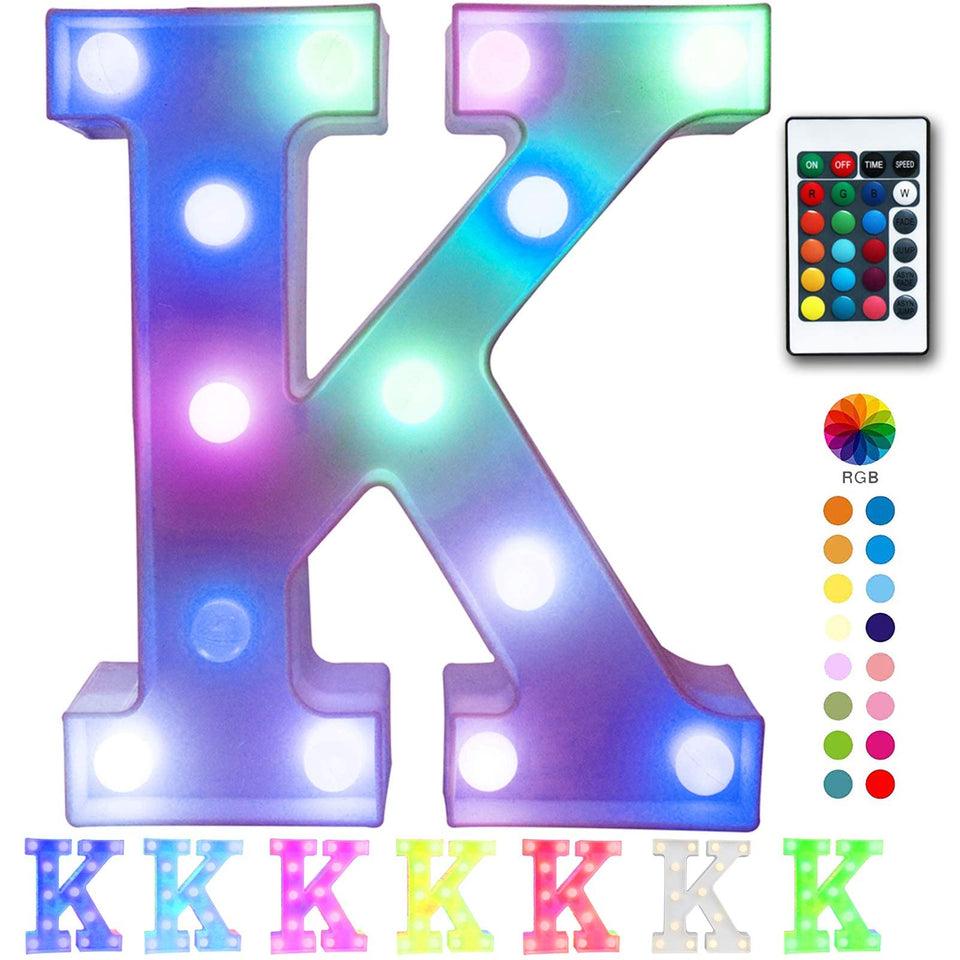 Pooqla colorful LED marquee letter lights illuminate celebrations with vibrant color options