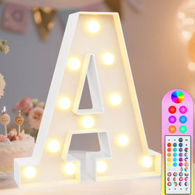 Pooqla colorful letters with remote control illuminate a vibrant classroom or kids' room.