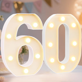 Pooqla decorative LED 60 number on table for elegant birthday centerpiece