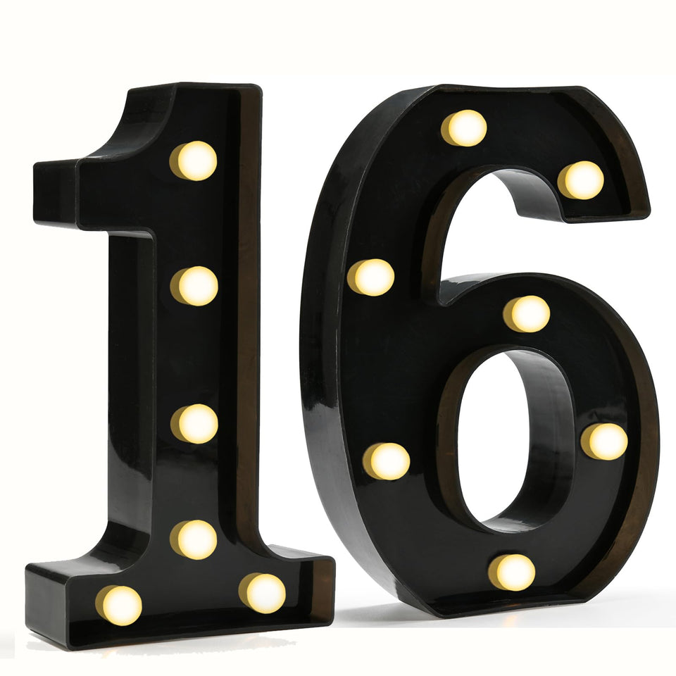 Pooqla decorative LED number lights 1 on table create warm birthday ambiance