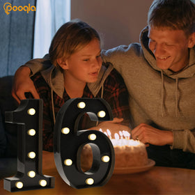 Pooqla decorative LED number lights 6 on table for festive celebrations