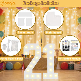 Pooqla giant marquee numbers with warm white LEDs for celebrations