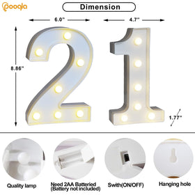 Pooqla LED number 1 wall back slot for hanging.