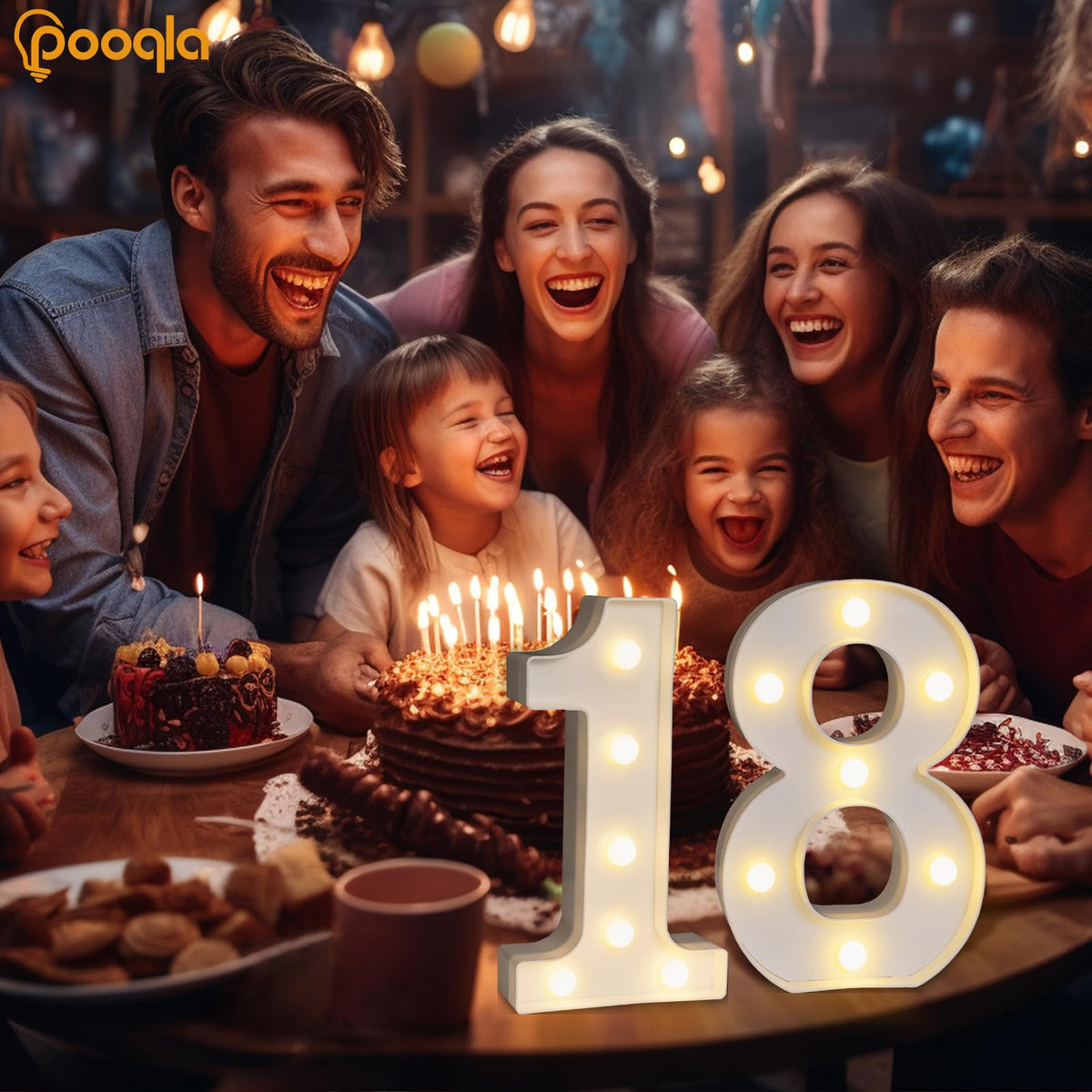 Pooqla LED number 1 bright display ideal for party decor and photo moments.