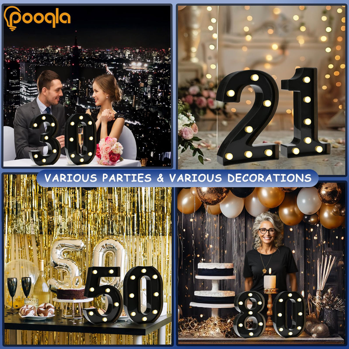 Pooqla LED number sign wall-mount slot enhances decor flexibility
