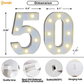 Pooqla LED numbers 0 battery powered for portable setup