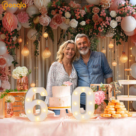 Pooqla LED 60 numbers mounted on wall for venue decor
