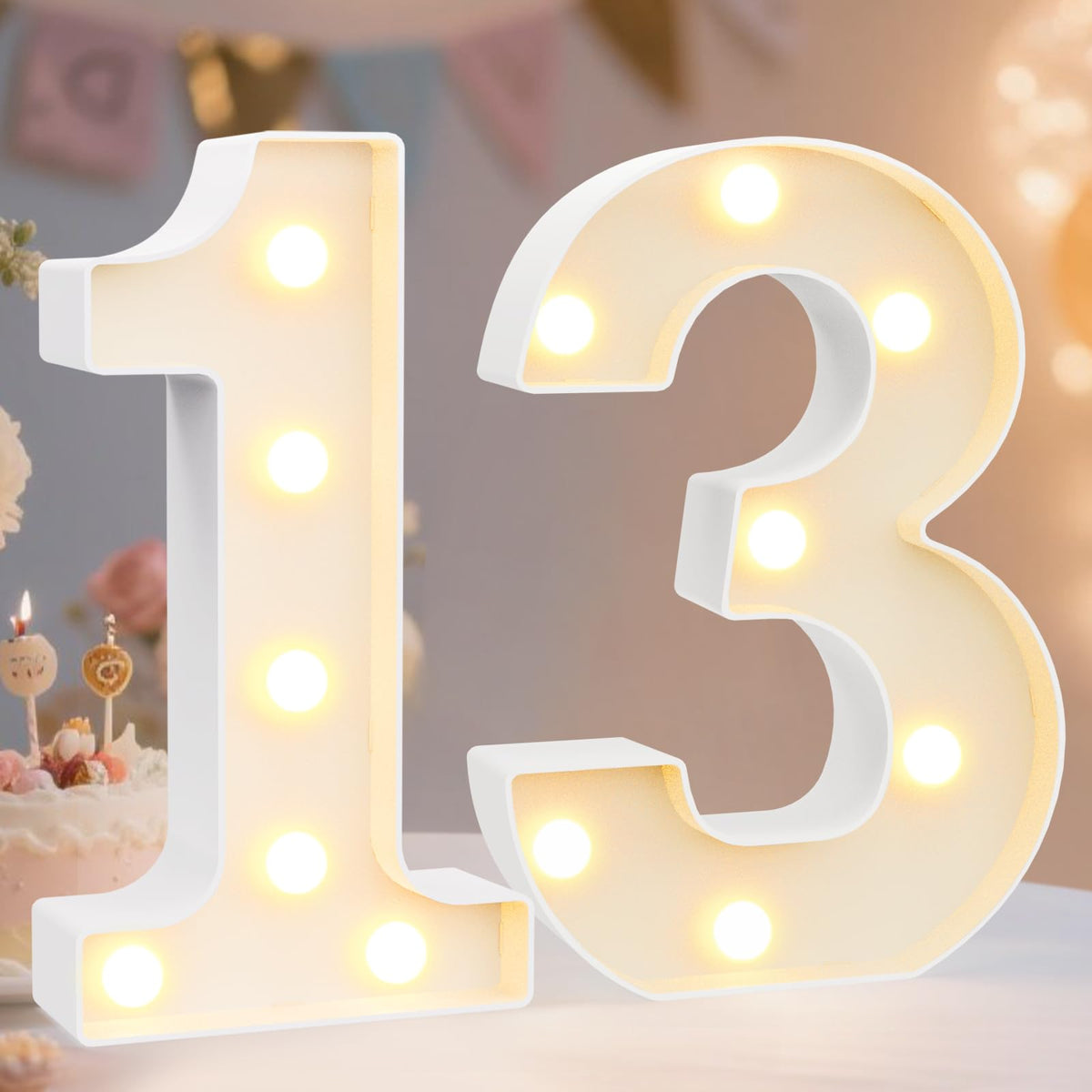 Pooqla light-up number 1 on table as a bright birthday centerpiece