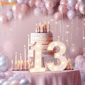 Pooqla light-up number 3 on table creates a festive focal point