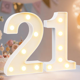Pooqla light-up number 2 for table centerpiece at a 21st birthday party.