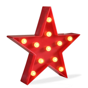 Pooqla Marquee Star Sign on wall provides inviting warm glow for cozy spaces