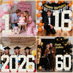 Pooqla mosaic number sign makes a memorable photo backdrop