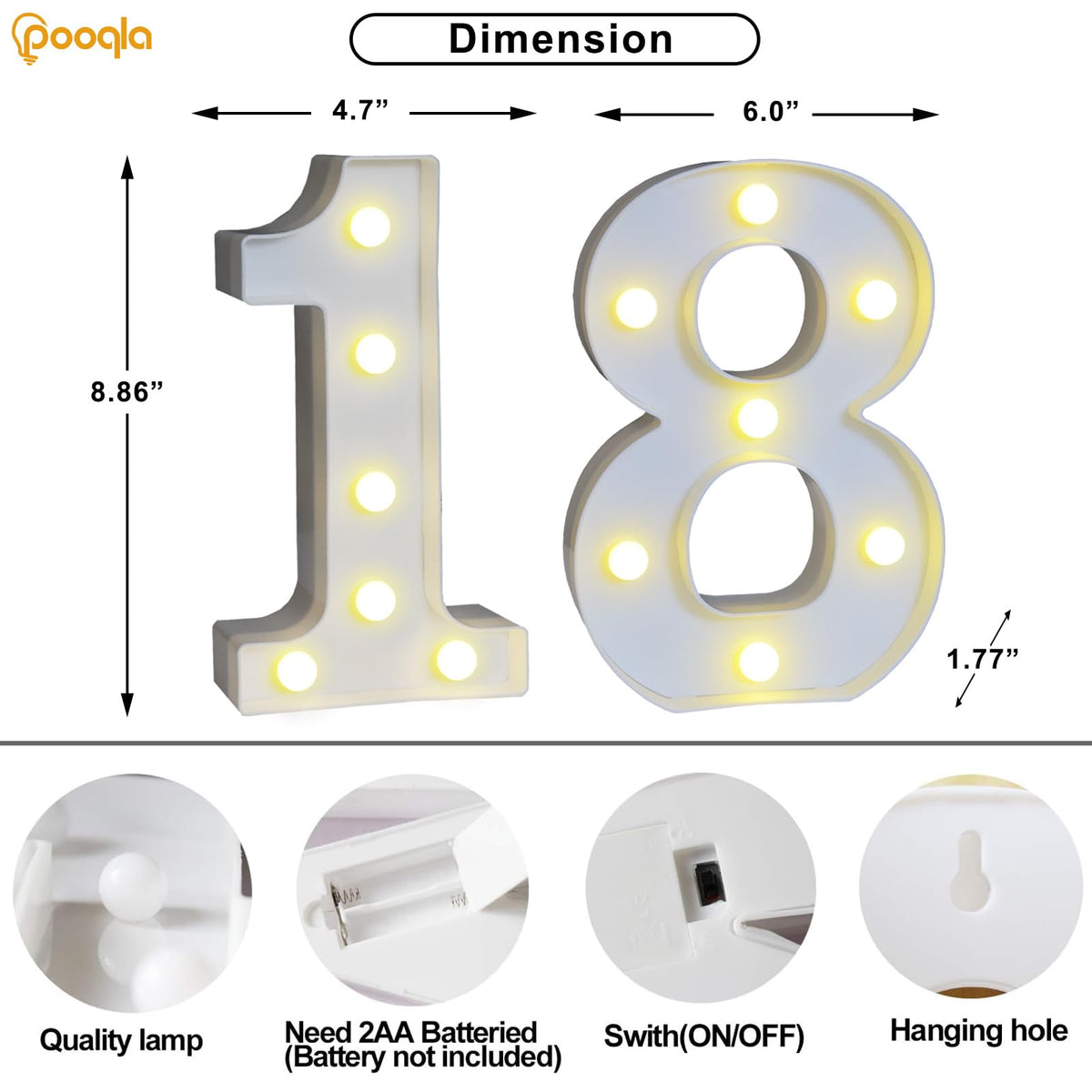 Pooqla table-wall decor light-up numbers add versatile decoration for parties and events.