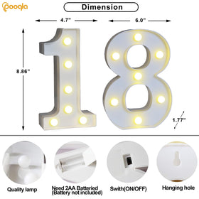 Pooqla table-wall decor light-up numbers add versatile decoration for parties and events.