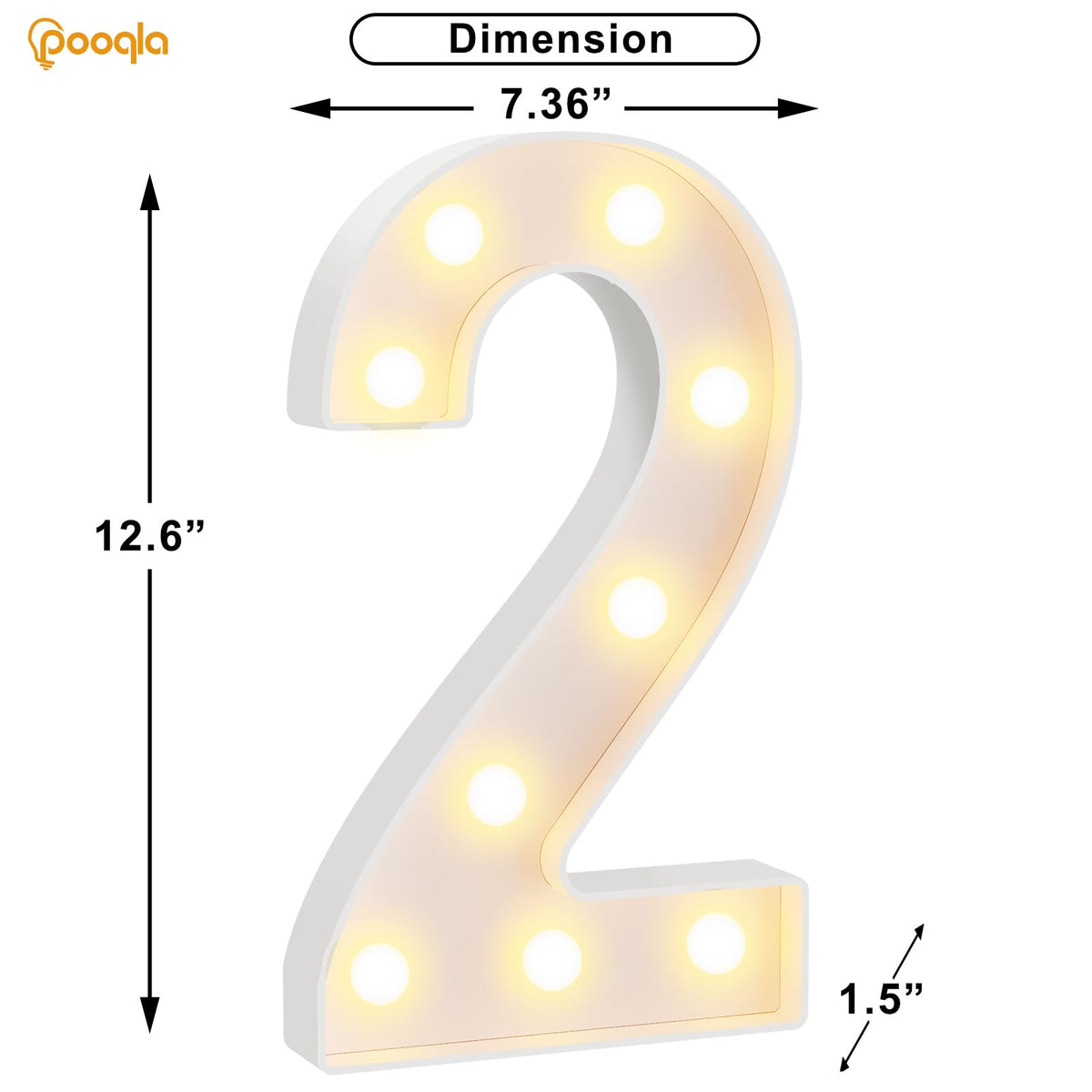 Pooqla white LED number 2 as stylish gift idea for celebrations