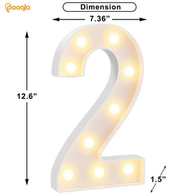 Pooqla white LED number 2 as stylish gift idea for celebrations