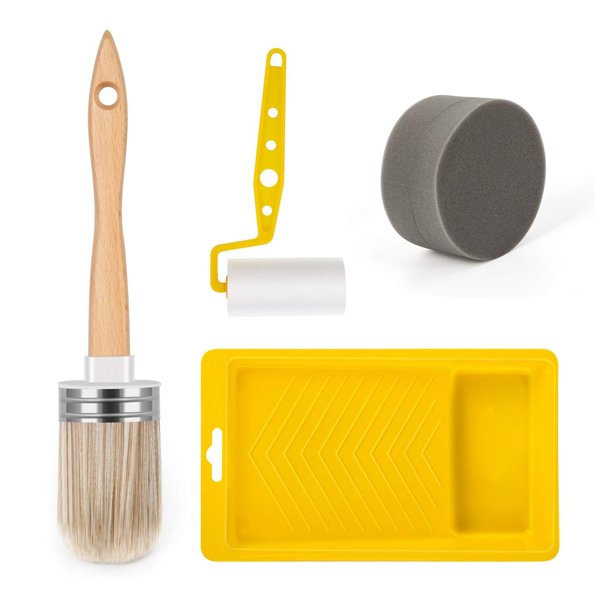 POOVI Tool Trio round paint brush for smooth furniture and cabinets.