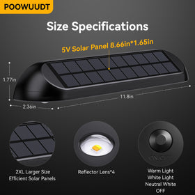 POOWUUDT dusk-to-dawn solar light with 2000mAh battery for longer nights.
