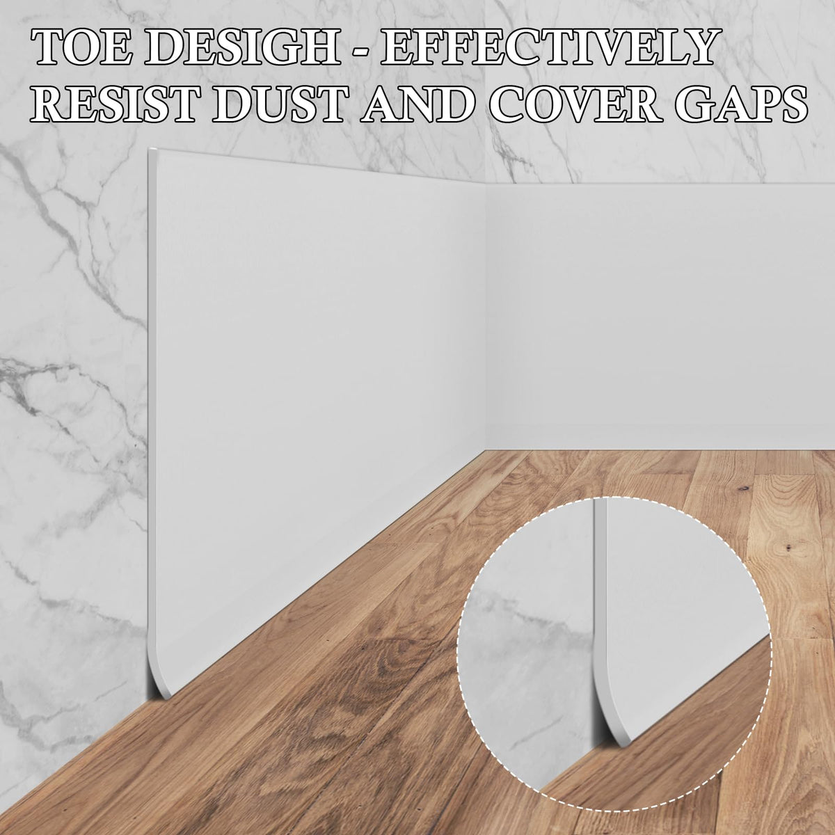 POPAKAN baseboard trim self-adhesive install for neat toe design and edges.