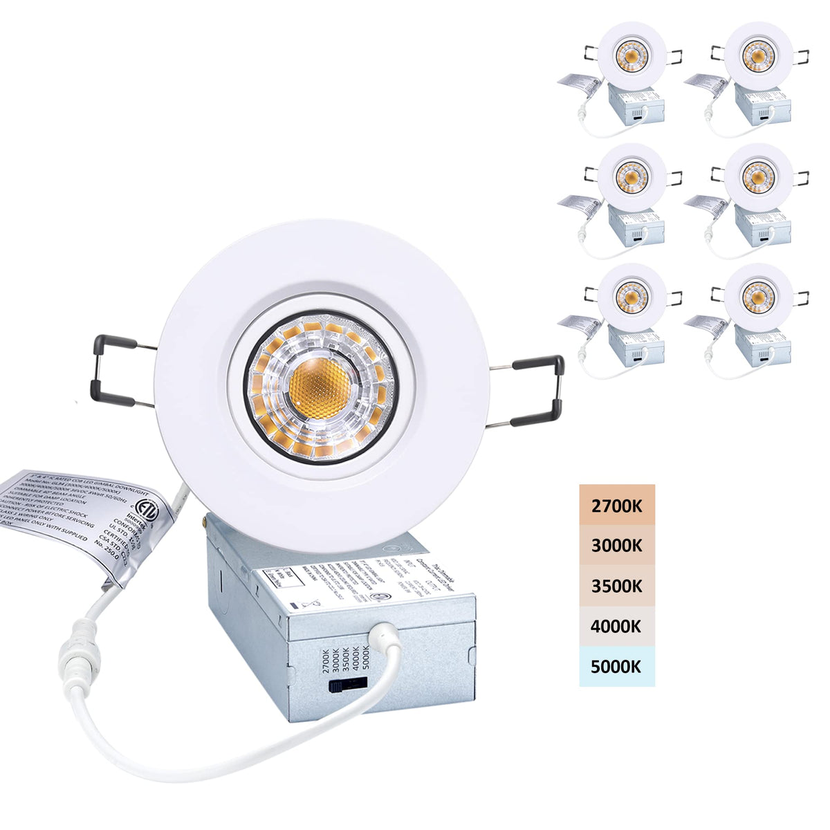 POPANU canless recessed gimbal downlight with rotatable spotlight and 40-degree beam for flexible lighting