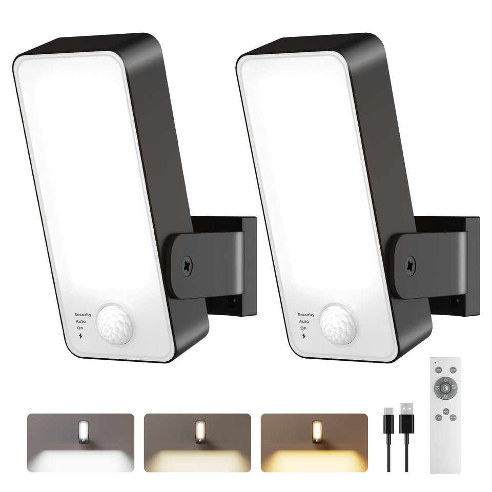 PopoIron 2-pack motion sensor outdoor lights illuminate porches with reliable all-night brightness.