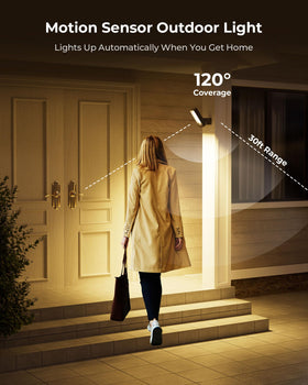PopoIron outdoor lights for backyard provide motion detection up to 30 feet.