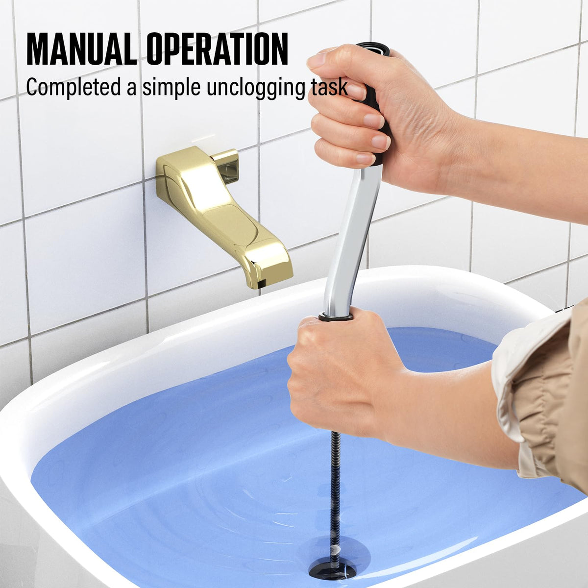 POPULO 25ft drain cleaning cable extends reach in tight pipes.