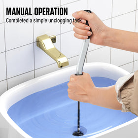 POPULO 25ft drain cleaning cable extends reach in tight pipes.