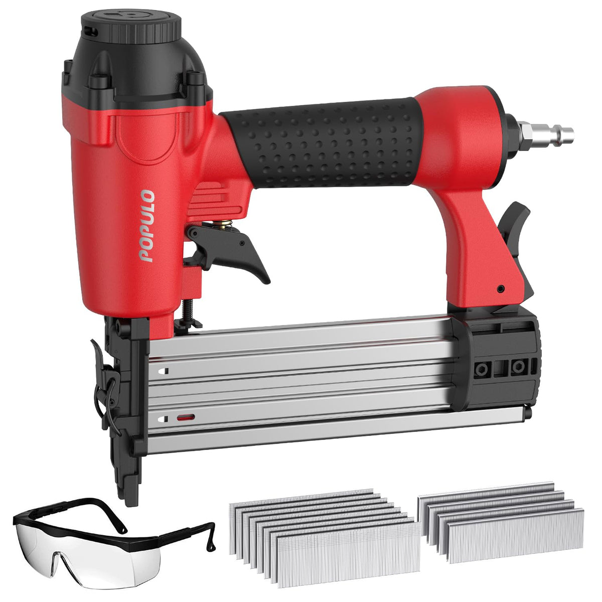 Populo 2-in-1 brad nailer front view enables precise trim installation.