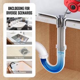 POPULO auto-feed cable mechanism enabling easy forward and reverse cleaning.