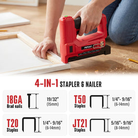 POPULO Electric Staple Gun 4-in-1 side view highlights compact design for upholstery work.