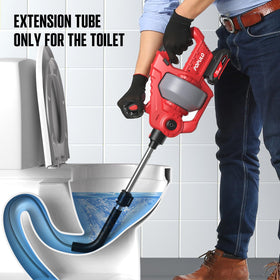Populo detachable extension aids toilet unclogging without splashing.